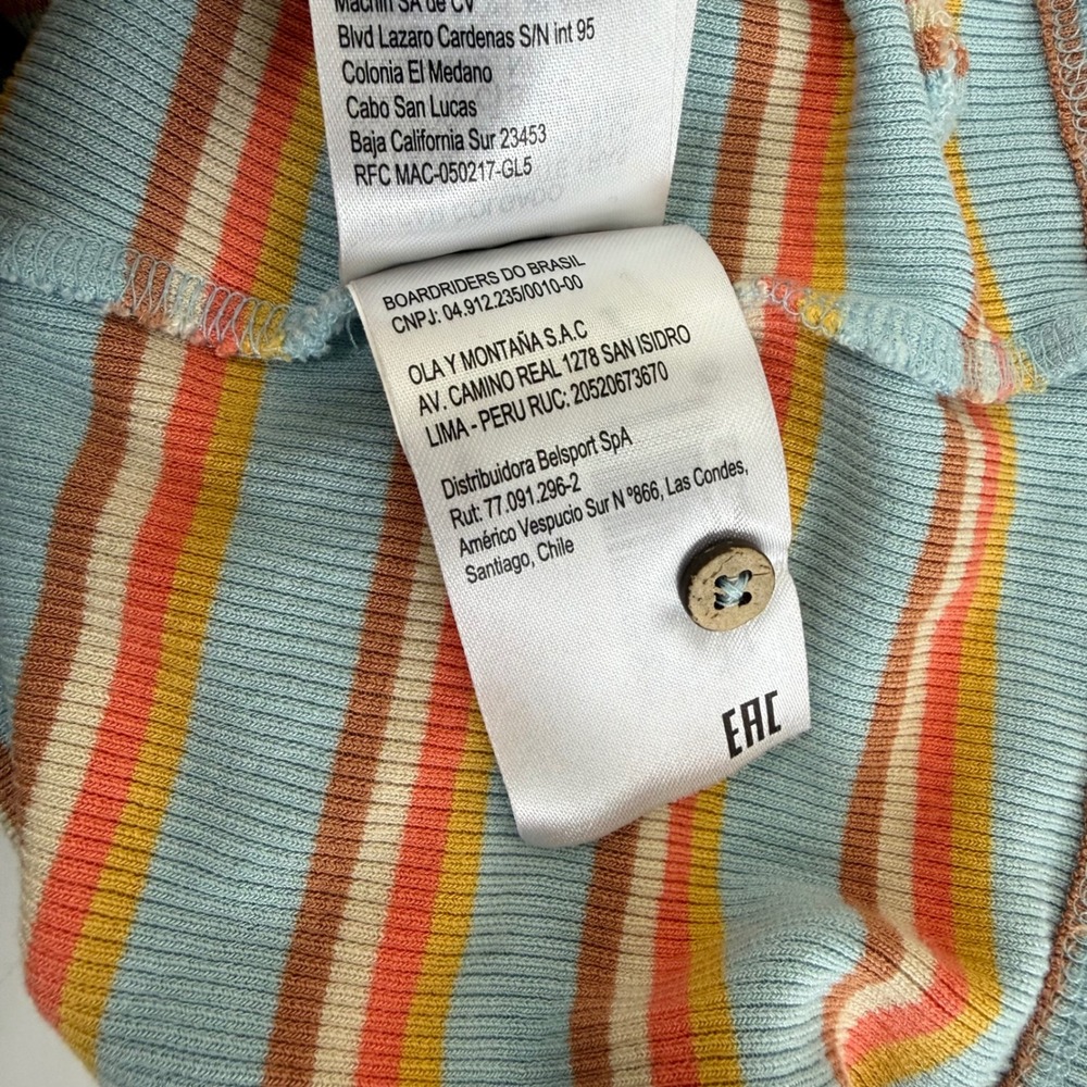 Roxy Ribbed Midi Dress M Blue Orange Striped Lettuce Edge‎ Retro Coastal Preppy - Picture 11 of 14